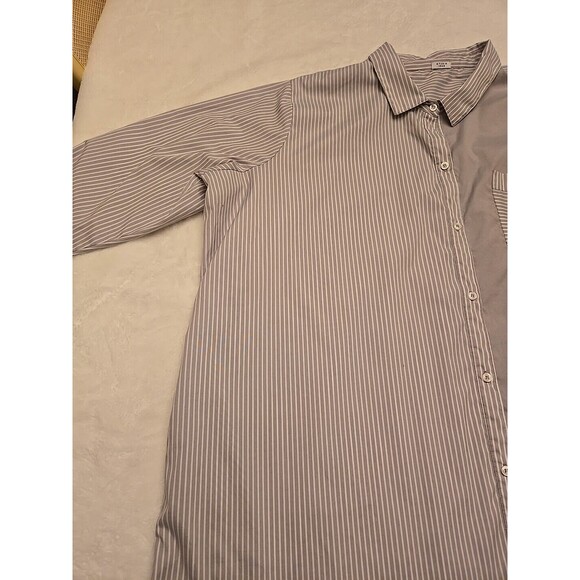 STUDIO 1886 Gray White Striped Collared Button Down Tunic Shirt Size 3X - Picture 3 of 13